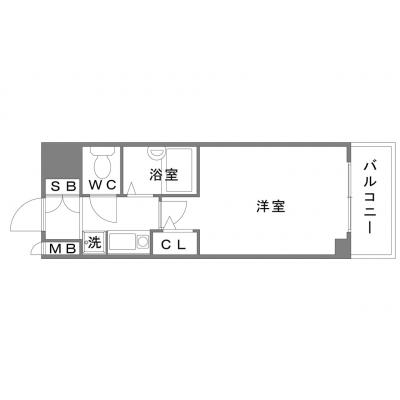 OneLife三宮EAST【▼バストイレ別、オートロック、室内洗濯機】の間取り図