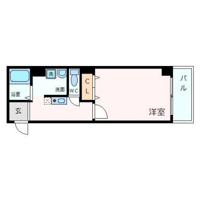 OneLife心斎橋ブルーノ【洗浄機能付き便座,オートロック,バストイレ別】の間取り図