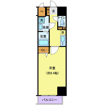 マンスリーリブマックス西新宿グリーンウォール■『駅徒歩5分・27平米』【独立洗面・浴室乾燥付】≪エクセレントシリーズ≫の間取り図