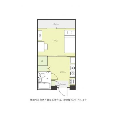 ユニオンマンスリー相模原２　305　1R・シングル☆◆インターネット固定回線(有線)無料の部屋◆オートロック完備♪人気のデスク＆チェアの間取り図