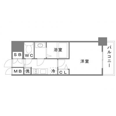OneLife新神戸駅前＜TYPE1＞【▼室内見学可（※空室状況により、応相談）■Wi-Fi無制限】の間取り図