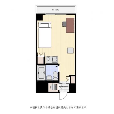 ●2026年5月2日から入居可●ユニオンマンスリー船橋３　405　1R・シングル☆総武線船橋駅徒歩圏内！オートロック付で安心♪の間取り図