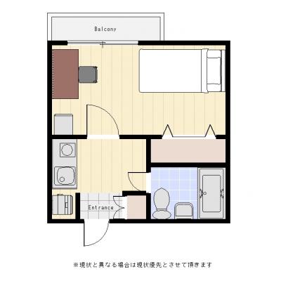 ユニオンマンスリー八王子１　302　1K・セミダブル☆の間取り図