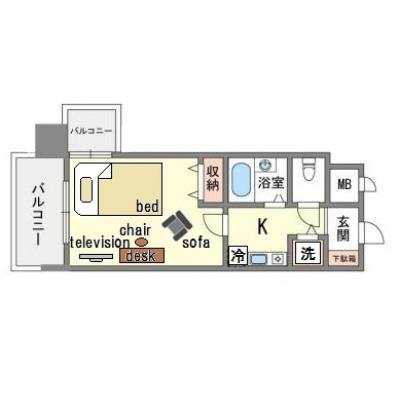 ダイナコートエスタディオ山王公園　F１０　【💻NET無料】　　🚭禁煙　　【法人契約歓迎！！】の間取り図