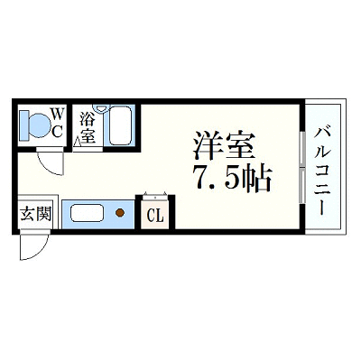 グッドステイ西宮甲東園アーネスト■【ベーシック・駅2分・バス・トイレ別セパレート・32型ＴＶ】の間取り図