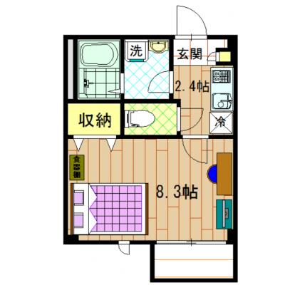 【築浅マンスリー】GRAND大井町(グランド大井町)　3号室　★ダブルベッド・乾燥機能付き洗濯機・ネット無料！★の間取り図