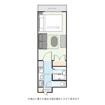 ユニオンマンスリー東船橋１　405　1K・ダブル・くつろぎstyle☆バストイレ別・オートロック付き。船橋駅・津田沼駅まで1駅！の間取り図