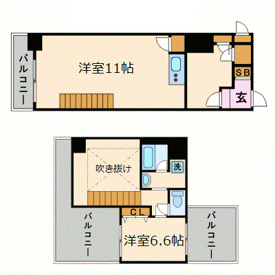グッドステイ大阪本町WEST■『メゾネット・1LDK・51平米』【ハイクラス・駅1分・床暖房・ミストサウナ・NET対応】の間取り図