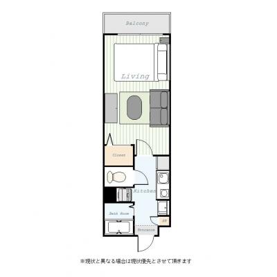 ユニオンマンスリー綾瀬２　203　1K・ダブル・くつろぎstyle☆独立洗面台ありの間取り図