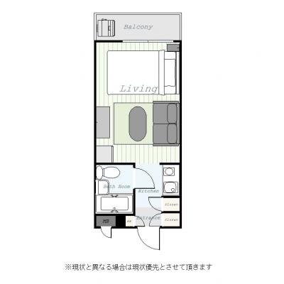 ユニオンマンスリー町田３　202　1R・セミダブル・くつろぎstyle☆駅前は商業施設や病院など多数あり充実の周辺環境の間取り図
