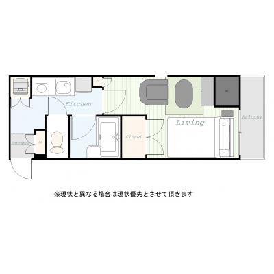 ユニオンマンスリー新横浜２　308　1K・セミダブル・くつろぎstyle☆近隣にコンビニあり♪休日は駅直結のビルでのんびりお買い物も☆の間取り図