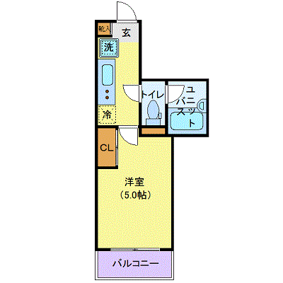 マンスリーリブマックス東小金井SOUTHプレイス●【16平米・2点UB・浴室乾燥付】≪スタンダードシリーズ≫の間取り図