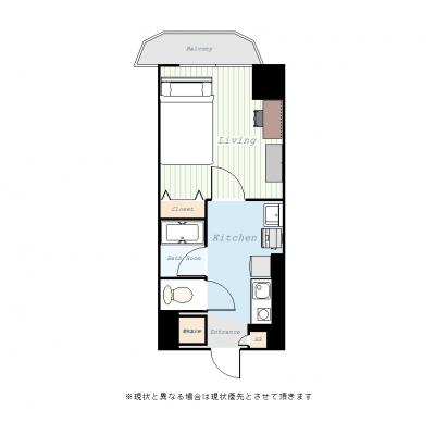 ユニオンマンスリー大宮１　406　1K・セミダブル☆宅配BOX完備♪大宮駅徒歩9分／女性に人気の設備が揃った物件の間取り図