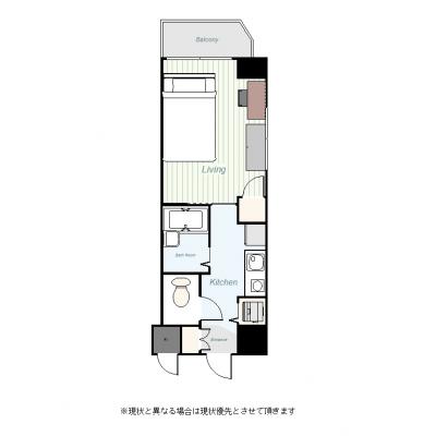 ●2026年4月13日から入居可●ユニオンマンスリー横浜吉野町５　604　1K・セミダブル☆◆インターネット固定回線（有線）無料の部屋◆！の間取り図