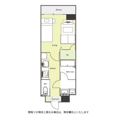 ユニオンマンスリー千葉中央駅前１　1006　1K・シングル・くつろぎstyle☆千葉中央駅　徒歩1分/宅配BOX完備♪の間取り図