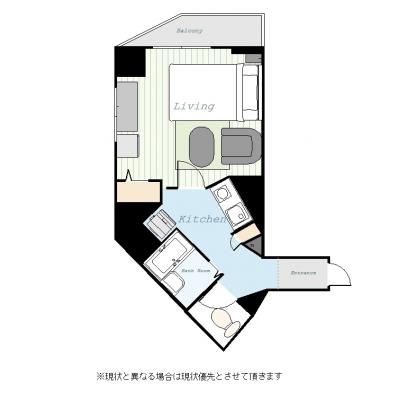 ユニオンマンスリー九段下駅前２　603　1K・セミダブル・くつろぎstyle☆九段下駅徒歩２分！オフィスの出張・研修に本当におススメ♪の間取り図