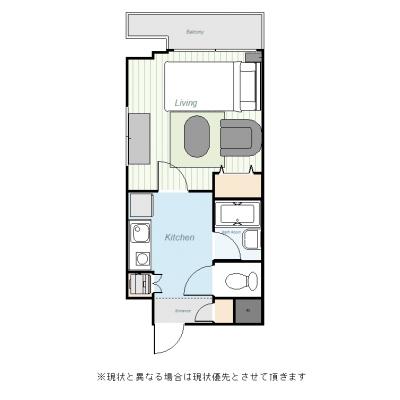 ●2026年5月4日から入居可●ユニオンマンスリー府中２　905　1K・シングル・くつろぎstyle☆調布駅・明大前駅まで乗換えなしの間取り図