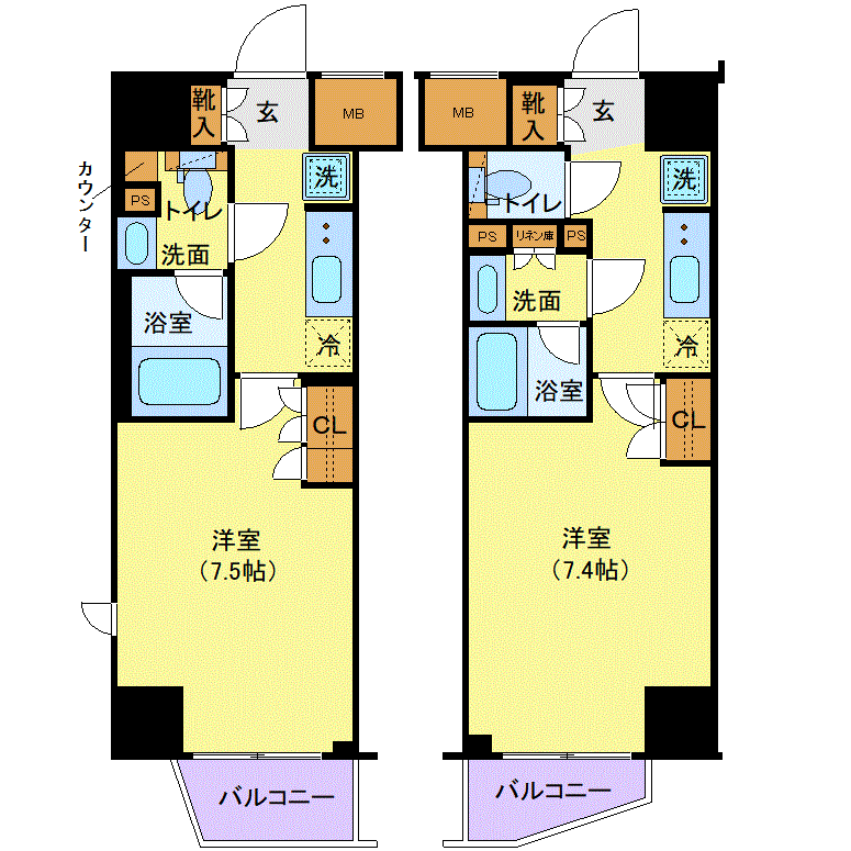 マンスリーリブマックス新宿若松河田グリーンヴェール◎『禁煙ルーム・駅2分・1K・25平米』【デスク・チェア】≪プレミアムシリーズ≫の間取り図