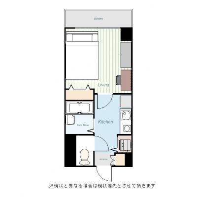 ユニオンマンスリー東府中２　206　1K・ダブル☆モニター付きオートロック＆宅配BOX完備♪バストイレ別♪■京王線「東府中駅」徒歩3分の間取り図