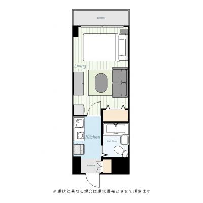 ユニオンマンスリー府中４　605　1K・セミダブル・くつろぎstyle☆「京王線」「南武線」「武蔵野線」3路線利用可能の間取り図