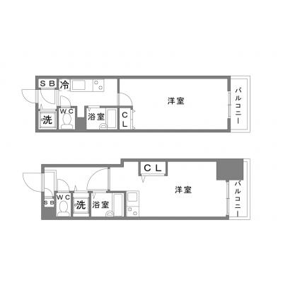 OneLife新宿御苑前＜type-B＞【浴室乾燥機、室内洗濯機、2口コンロ、★伊勢丹新宿本店まで徒歩圏内!!】の間取り図