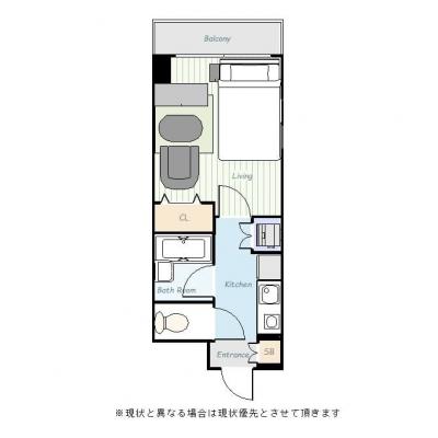 ●2026年4月23日から入居可●ユニオンマンスリー東府中１　801　1K・セミダブル・くつろぎstyle☆■人気の角部屋＆２面採光♪高層階で眺めのいいお部屋♪の間取り図