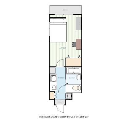 ユニオンマンスリー豊田１　401　1K・ダブル☆◆インターネット固定回線(有線・Wi-Fi)無料の部屋◆中央特快停車駅「豊田」より徒歩5分の間取り図