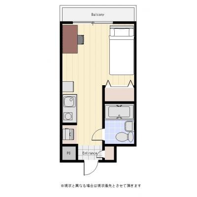 ユニオンマンスリー登戸１　311　1R・シングル☆◆インターネット固定回線（有線）無料の部屋◆デスク・チェア＆室内洗濯機のお部屋♪の間取り図