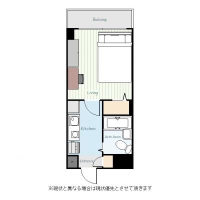 ユニオンマンスリー綱島１　203　1K・ダブル☆安心のオートロック＆モニター付きインターフォン完備♪２口ガスコンロ♪デスク＆チェア付きの間取り図