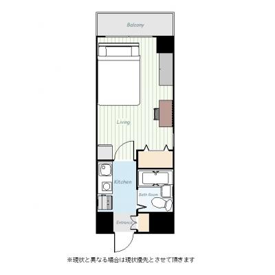 ユニオンマンスリー府中４　403　1K・ダブルの間取り図