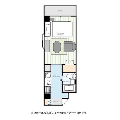 ユニオンマンスリー府中分倍河原２　407　1K・セミダブル・くつろぎstyle☆2の間取り図