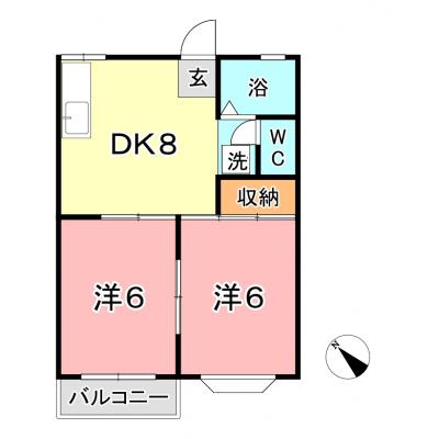 ★★シャトレ・ウエストＢ（※禁煙）★★　【さくらマンスリー】インターネット使用料無料！各洋室エアコン（計2台）設置♪の間取り図