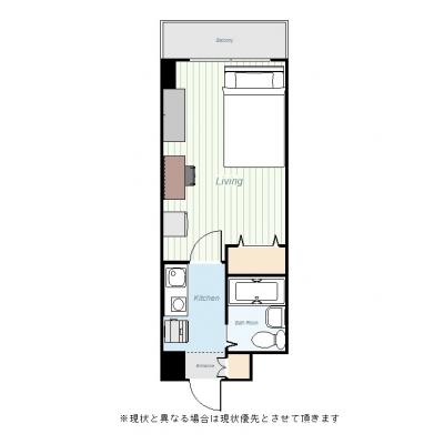 ユニオンマンスリー府中４　305　1K・セミダブル☆デスク＆チェア付き♪安心の室内洗濯機♪の間取り図