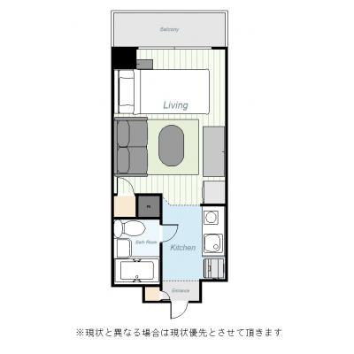 ユニオンマンスリー横浜鶴ヶ峰１　105　1R・シングル・くつろぎstyle☆鶴ヶ峰駅南口付近に、ショッピングモール「ココロット鶴ヶ峰」がありますの間取り図