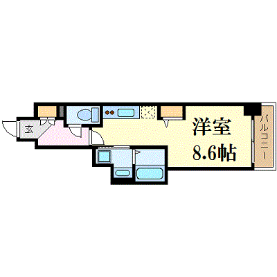 マンスリーリブマックス広島呉本通り★【2018年4月築・NET対応・浴室乾燥機・温水洗浄便座】≪エクセレントシリーズ≫の間取り図