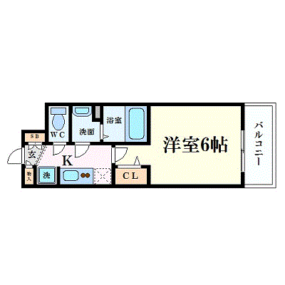 マンスリーリブマックス天満橋トラッド★1st【2019年2月築・ソファタイプ・浴室乾燥機】≪プレミアムシリーズ≫の間取り図