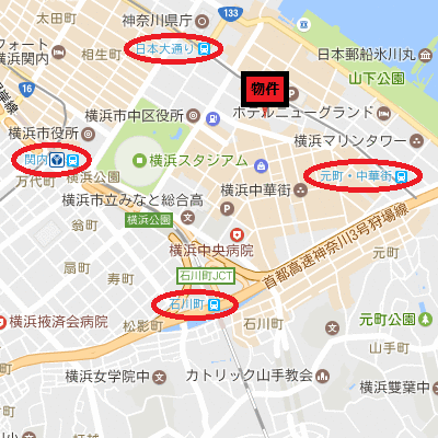 グッドステイ元町中華街・横浜スタジアムEAST●『駅徒歩4分・独立洗面・浴室乾燥付』【ハイクラス】の地図画像