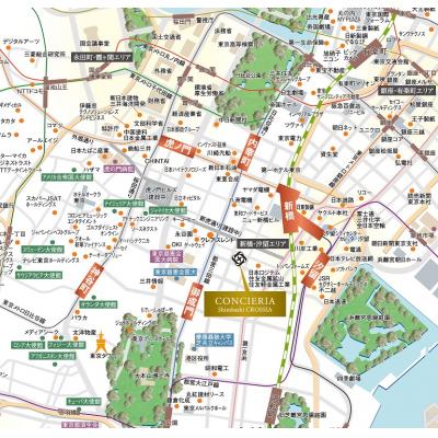 【TM新橋CROSSIA/SP1】JR線「新橋」徒歩7分・ネットWi-Fi無制限無料・英語対応可・テレワークにも♪の地図画像