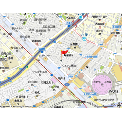 マンスリーライフ大阪ドームシティ◆分譲賃貸・Wi-Fi付き・浴室乾燥機付き・京セラドーム大阪徒歩圏内【禁煙】の地図画像