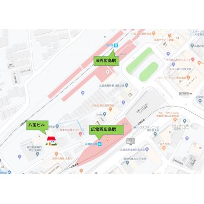 八宝ビル（JR西広島駅徒歩3分・TVモニターホン・周辺飲食店多数）の地図画像
