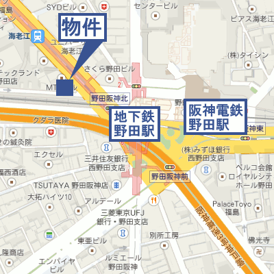 マンスリーリブマックス阪神野田ステーションタワー■『1DK・29平米・平面駐車場有』【Wi-Fi対応♪・洗浄機能付便座】≪エクセレントシリーズ≫の地図画像