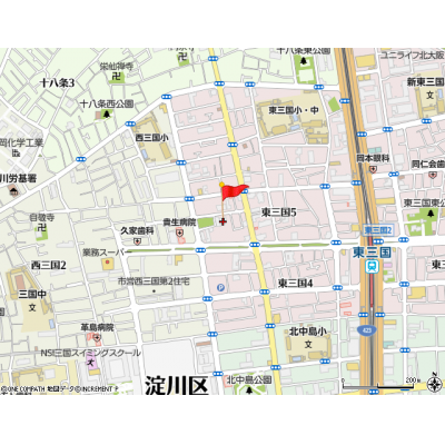 マンスリーライフ新大阪北◆Wi-Fi無料・オートロック付・コンビニ徒歩2分・新大阪駅も徒歩圏内◆の地図画像