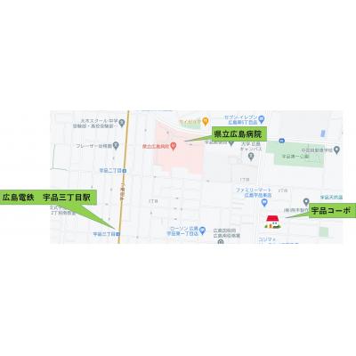 宇品コーポ（宇品三丁目駅まで徒歩8分・内装リフォーム済・ＴＶモニターホン）の地図画像