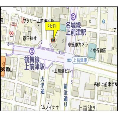 リードマンスリー【駅徒歩1分】チサン上前津【夜間オートロック有】人気の大須・矢場町エリア♪の地図画像