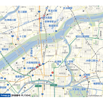 ナジックマンスリー南森町A5　7月初旬より入居可能☆南森町徒歩4分、梅田までも15分！宅配ボックスあり、無料Wi-Fi付☆の地図画像