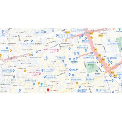 若者に人気の「大名」・飲食店とお洒落ショップがたくさんの街・1日/3600円（1ヶ月以上ご利用の場合）！の地図画像
