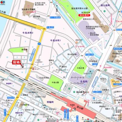 アパマートマンスリー富山駅北　牛島本町　1Kの地図画像