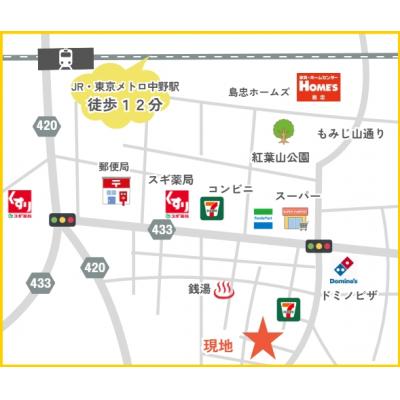 【駅チカ3分】設備充実1DKタイプ・オートロック完備・2人入居もOK★丸ノ内線『新中野駅３分』ハイグレードマンション★ＭＨ新中野Ⅳの地図画像
