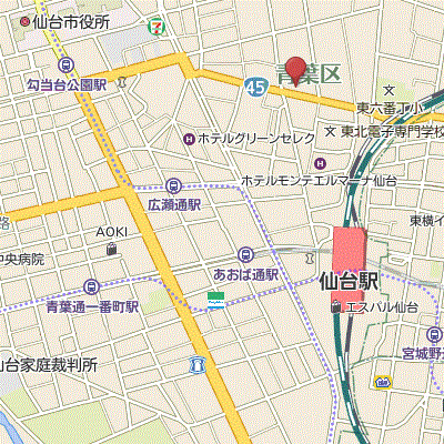 マンスリーリブマックス仙台・花京院NORTH★『禁煙ルーム・37平米』【ローテーブル・ソファ】≪スタンダードシリーズ≫の地図画像