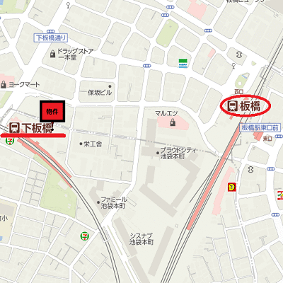 マンスリーリブマックス東武東上線下板橋ステーションフロント■『禁煙ルーム・駅2分』【Wi-Fi無制限・独立洗面・浴室乾燥付】≪エクセレントシリーズ≫の地図画像